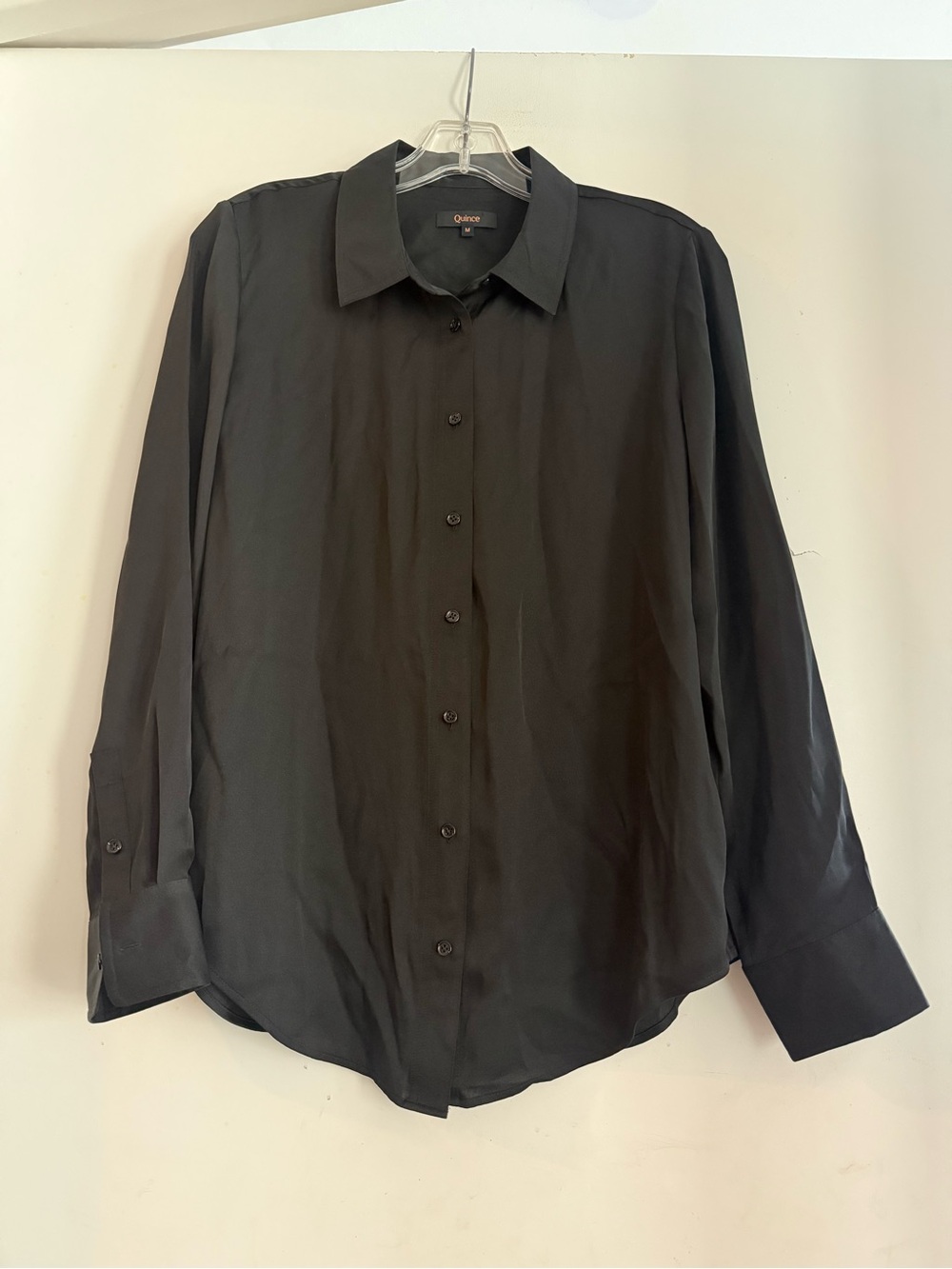Quince Washable Silk Stretch Button Down Top Size M